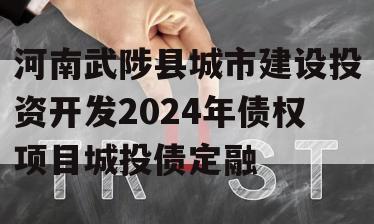 河南武陟县城市建设投资开发2024年债权项目城投债定融
