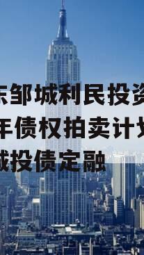 山东邹城利民投资2024年债权拍卖计划项目城投债定融