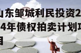 山东邹城利民投资2024年债权拍卖计划项目