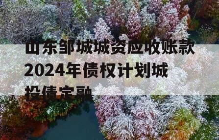 山东邹城城资应收账款2024年债权计划城投债定融