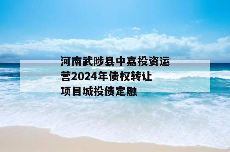 河南武陟县中嘉投资运营2024年债权转让项目城投债定融