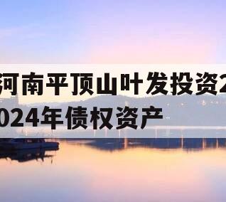 河南平顶山叶发投资2024年债权资产