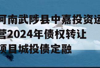 河南武陟县中嘉投资运营2024年债权转让项目城投债定融